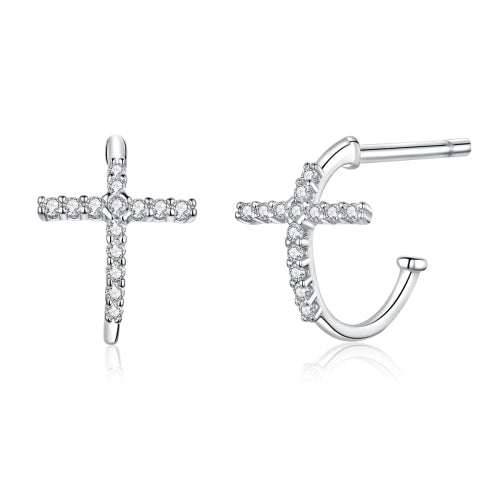 Cross Earrings Sterling Silver S925 Zircon Earrings