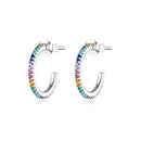 Zircon Round Personalized Earrings Sterling Silver Platinum-plated Girl Earrings