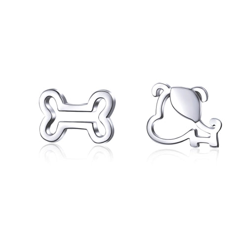 Sterling Silver Hollow Dog Bone Earrings Simple Jewelry