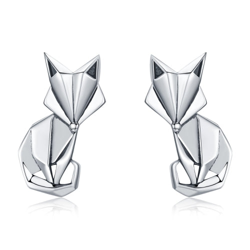 S925 Animal Earrings Jewelry Origami Fox Sterling Silver Girls Earrings