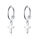 Cross Earrings S925 Sterling Silver Platinum-plated Earrings Men Women Simple Earrings