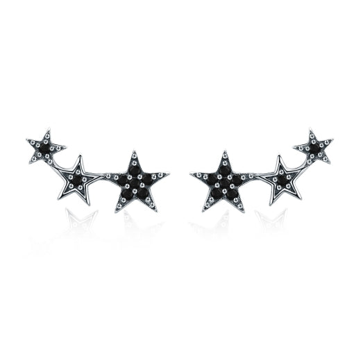 S925 Sterling Silver Star Earrings Diamond-studded Women Simple Earrings