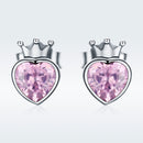 Heart-shaped S925 Sterling Silver Earrings with Gemstones