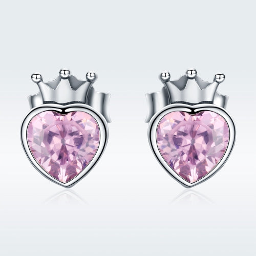 Heart-shaped S925 Sterling Silver Earrings with Gemstones