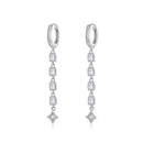 Zircon Earrings Long Sterling Silver S925 Platinum Plated Earrings