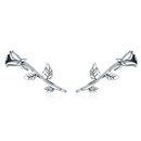 Rose S925 Sterling Silver Stud Earrings Diamond Women Earrings