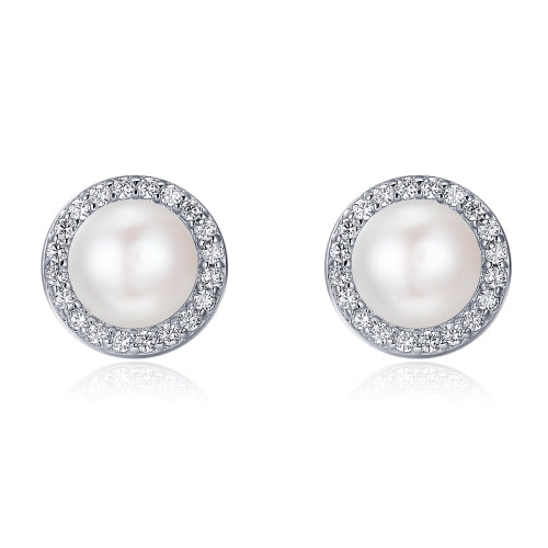 Simple Pearl Diamond Ladies Temperament Earrings S925 Sterling Silver Earrings