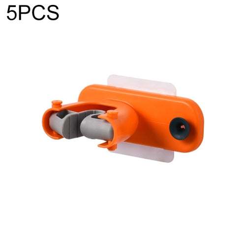 5 PCS Mop Clip Mop Hook Non-marking Sticker Mop Rack(Orange)