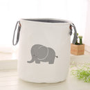 Fabric Round Dirty Clothes Bucket Home Children Toy Folding Storage Basket(Elephant)