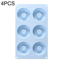 4 PCS 6 Grid Donuts Silicone Sushi Bread Mold DIY Oven Baking Tools(Light Blue )