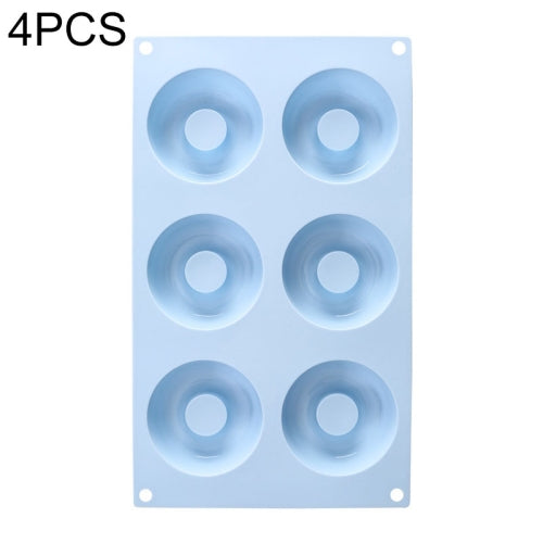 4 PCS 6 Grid Donuts Silicone Sushi Bread Mold DIY Oven Baking Tools(Light Blue )