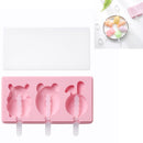 3 PCS Homemade Handmade DIY Cartoon Fruit with Lid Silicone Ice Cream Mold Making Ice Tray, Style:Hippo Bear(Pink)