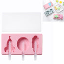 3 PCS Homemade Handmade DIY Cartoon Fruit with Lid Silicone Ice Cream Mold Making Ice Tray, Style:Moon Landing Plan(Pink)