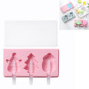 3 PCS Homemade Handmade DIY Cartoon Fruit with Lid Silicone Ice Cream Mold Making Ice Tray, Style:Snowman Reindeer(Pink)