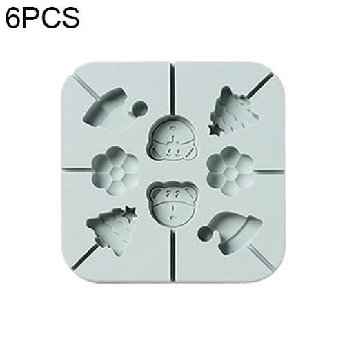 6 PCS DIY Handmade Chocolate Lollipop Mold Homemade Cartoon Silicone Ice Cream Mold Color Random Delivery, Style:Little Bear Christmas
