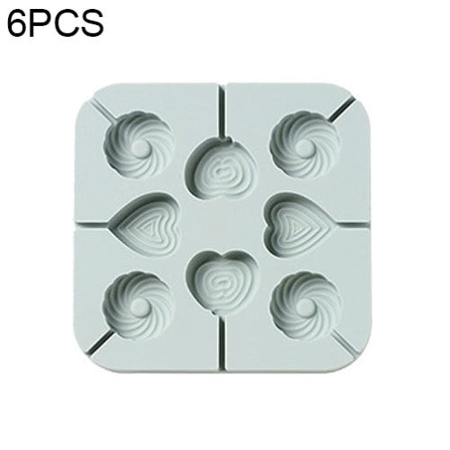 6 PCS DIY Handmade Chocolate Lollipop Mold Homemade Cartoon Silicone Ice Cream Mold Color Random Delivery, Style:Simple Rainbow Candy