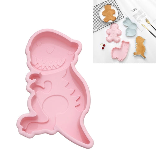 6 PCS Cartoon Animal Shape Silicone Non-cut high Temperature Baking Cake Mold, Style:Dinosaur(Pink)