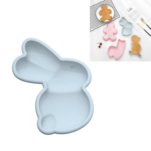 6 PCS Cartoon Animal Shape Silicone Non-cut high Temperature Baking Cake Mold, Style:Rabbit(Blue)