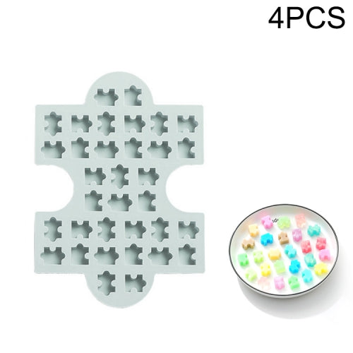 4 PCS Creative Jigsaw Puzzle Shape Ice Tray Mold Microwave Oven Candy Chocolate Cake Mold(Blue)
