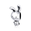 S925 Sterling Silver Simple Animal Rabbit Beaded DIY Bracelet Jewelry Accessories