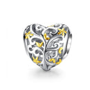 S925 Sterling Silver Heart-shaped Hollow Tree Of Life Beads DIY Bracelet Accessories