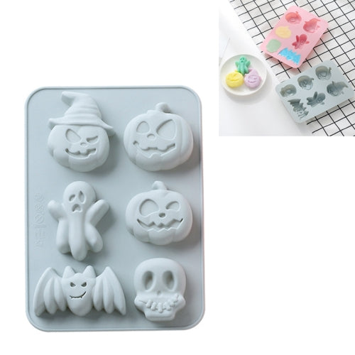 4 PCS Silicone Halloween Cake Mold 6 Hole Baking Mold DIY Ice Mould(Blue)