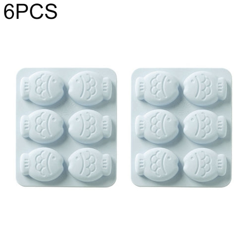 6 PCS DIY Baking Pan 6 with Cartoon Fish Shape Cake Ice Cream Mold Household Silicone Baking Tools(Blue)