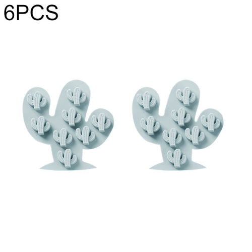 6 PCS Cactus Shape Silicone Ice Tray Mold Handmade DIY Cake Chocolate Baking Mold(Blue)