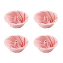 4 PCS Chiffon Cake Mold Household Steamable Silicone Non-stick Baking Tools, Style:Rotary Savarin Bakeware(Pink)