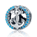 S925 Sterling Silver Ocean Journey Inlaid Blue Crystal Accessories Beaded DIY Bracelet Accessories