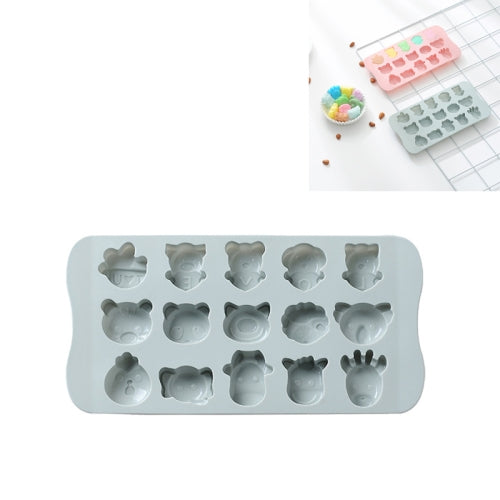 6 PCS Cartoon Animal Shape Silicone Ice Tray Chocolate Mold Household DIY Baking Tool(Blue)