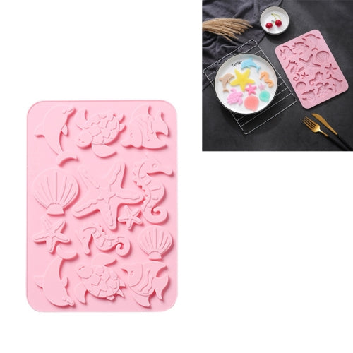 4 PCS Marine Life Three-dimensional Silicone Ice Cream Mold High Temperature Resistant Multifunctional Baking Cake Chocolate Mold(Pink)