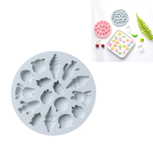 10 PCS Round Cartoon Soft Candy Jelly Steamable Silicone Mold Ice Cream Chocolate Dripping Mold, Style:Cone Cactus(Blue)
