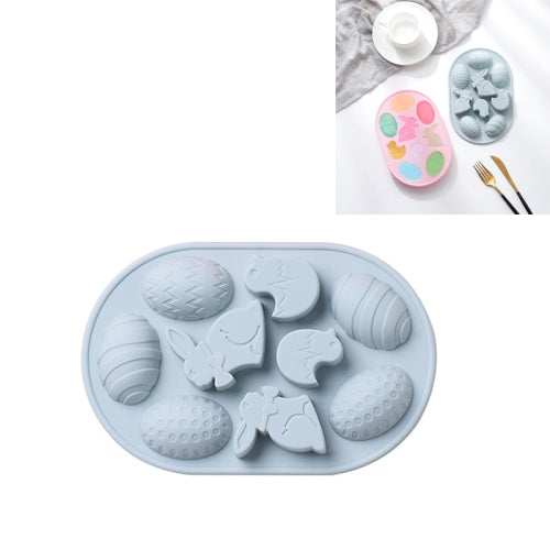 4 PCS Little Rabbit Egg Shape Making Ice Tray Silicone Mold Baking Epoxy Mold(Blue)