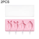2 PCS Handmade Cartoon Homemade Ice Cream Silicone Stick Ice Mold with Lid DIY Ice Box, Style:Piggy(Pink)