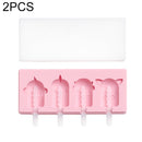 2 PCS Handmade Cartoon Homemade Ice Cream Silicone Stick Ice Mold with Lid DIY Ice Box, Style:Simple Doll(Pink)