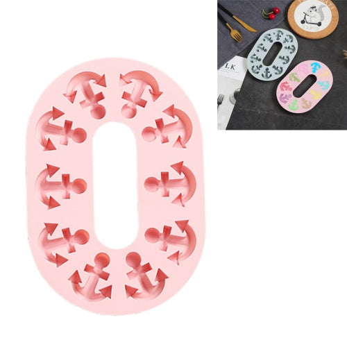 6 PCS Anchor Chain Chocolate Candy Cake Baking Mold Silicone Ice Tray Mold(Pink)