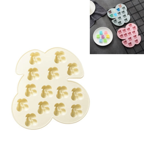 4 PCS Cherry Fruit Ice Tray Silicone Mold Cake Chocolate Candy Mold DIY Baking Mold(Beige)