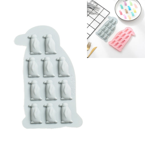 6 PCS Cute Cartoon Penguin Ice Tray Silicone Mold DIY Chocolate Candy Mold(Blue)