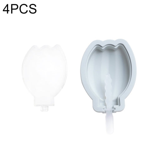 4 PCS DIY Cute Cartoon Fruit Silicone Ice Cream Mold with Lid Homemade Handmade Popsicle Mold Making Ice Tray, Style:Banana(Blue)