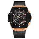 BAOGELA 1703 Wine Barrel Type Multifunctional Mens Sports Quartz Watch(Rose Shell Black Face)