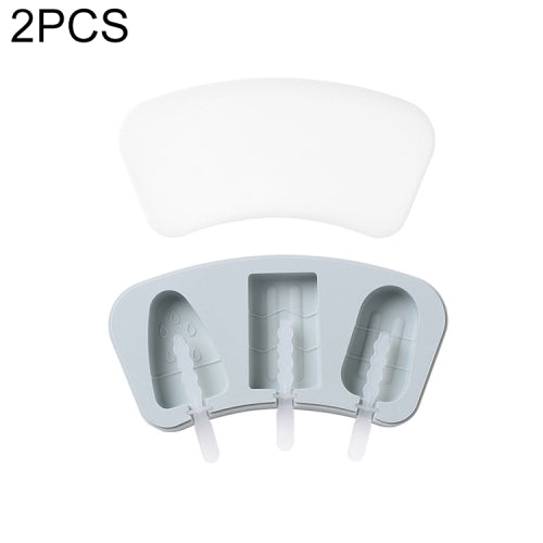 2 PCS Cartoon Homemade Popsicle Ice Cream Mold with Lid Silicone Baking Tool, Style:Simple(Blue)