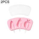 2 PCS Cartoon Homemade Popsicle Ice Cream Mold with Lid Silicone Baking Tool, Style:Avocado Apple Pear(Pink)