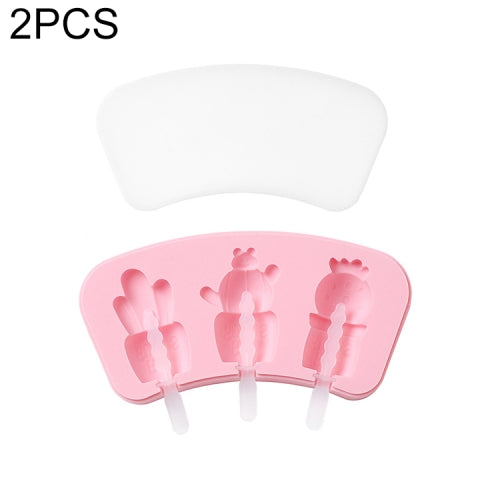 2 PCS Cartoon Homemade Popsicle Ice Cream Mold with Lid Silicone Baking Tool, Style:Sunny Day Potted Plants(Pink)