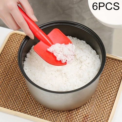6 PCS Creative Shovel Shape Household Spoon Plastic Mixing Rice Spoon(Rose Red)