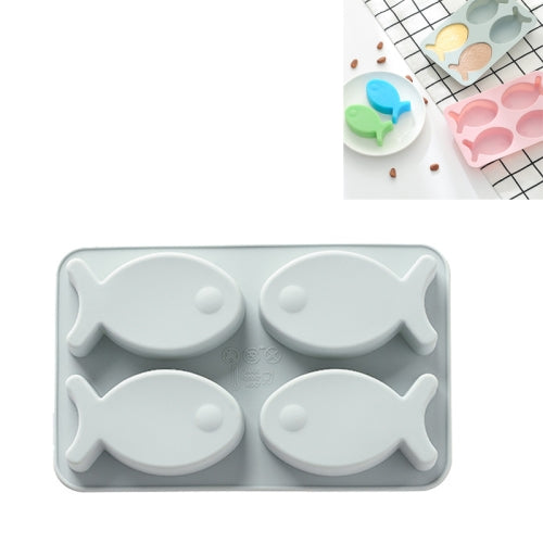 6 PCS Silicone Ice Cube Rice Cake Baking Mold Cute Fish Handmade Soap Chocolate Cake Mold(Blue)