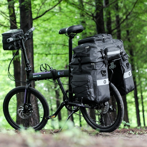 Rhinowalk Three-in-one Multifunctional Bicycle Rear Shelf Pannier Waterproof Long-distance Equipment(Full Black)