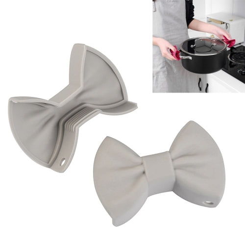 4 Pairs Bowknot Silicone Insulation Clip Creative Kitchen Practical Gadgets(Gray)