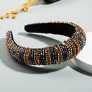 Colorful Rhinestone Sponge Headband Luxury Full Rhinestone Headband(Mix Red )