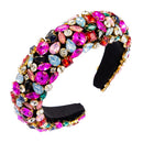 Geometric Rhinestone Headband Wide Side Full Rhinestone Color Thickened Sponge Hair Accessory(Color)